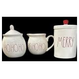(3) Pc RAE DUNN Cream & Sugar & Canister