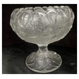 Fenton Water Lily Frosted Satin Glass Compote