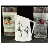 Ky Derby Glasses & Horse Creamer