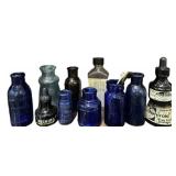 Collection of Cobalt Blue & Amber Bottles