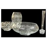 (4) pc Heavy Vase, Hand Blown Vase, 2 Bowls