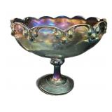 Blue Carnival Pedestal Bowl