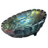Blue Carnival Oval Footed Bowl