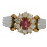 Platinum/18kt Gold Natural Ruby & Diamond Ring