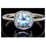 Natural 1.25 ct Sky Blue Topaz & Diamond Ring