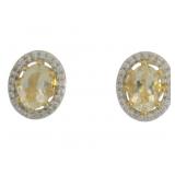 Genuine Citrine & Zircon Halo Earrings