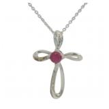 Genuine Ruby Cross Necklace