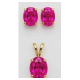 10kt Gold 4.00 ct Ruby Earring & Pendant Set