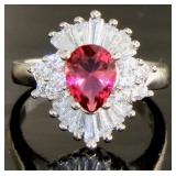 Brilliant Elegant Ruby & White Topaz Ring