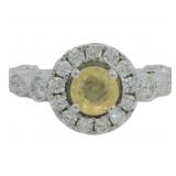 Round 2.02 ct Lab Yellow Sapphire & Diamond Ring