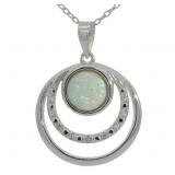 Elegant Opal & Diamond Accented Necklace