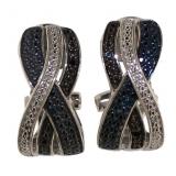 Black & Blue Diamond Accented Earrings