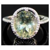 Oval 4.50 ct Green Amethyst & Diamond Ring