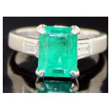 Platinum 2.61 ct Natural Emerald & VS Diamond Ring