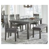 Hallanden Dining Room Table & 4 Chairs + Bench