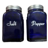 Cobalt Blue Glass Salt And Pepper Shakers
