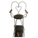 Antique SHOE SHINE CHAIR WROUGHT IRON & Oak