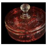 Etched Cranberry Bowl w