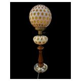 25 " Fenton Coin Dot Amber & White Lamp