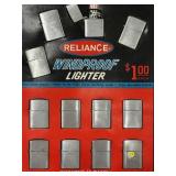(12) RELIANCE Windproof Lighters & Display