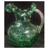 Green Coin Dot Glass Pitcher