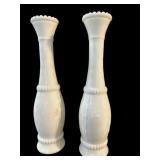 Vintage Milk Glass Pair Bud Vases