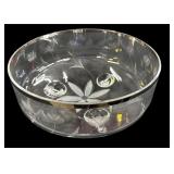 Footed Etched Silver Trim Bowl