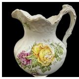 Pink & Yellow Rose Pitcher Buffalo Pottery