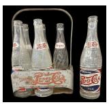 1940s -1950s Metal Pepsi Carrier & 6 Bottles