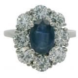 Platinum 2.40 ct Natural Sapphire & Diamond Ring