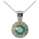 Round 1.50 ct Emerald & Diamond Pendant