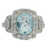 Oval 3.50 ct Aquamarine & Diamond Ring