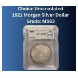 1921 ICG Certified MS63 Morgan Silver Dollar