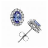 Oval 2.20 ct Natural Tanzanite Halo Earrings