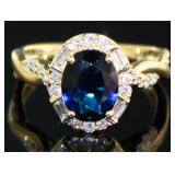 Oval 2.46 ct Sapphire & Diamond Ring