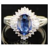 Platinum 2.05 ct Natural Sapphire & Diamond Ring