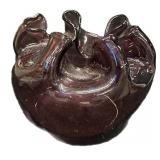 Hand Blown Purple Ruffled Edge Vase