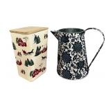 Tin Pitcher & Ceramic Cookie Jar wï¿½ Lid