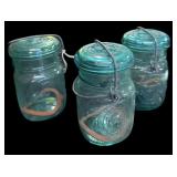 (3) Blue Bicentennial Jars