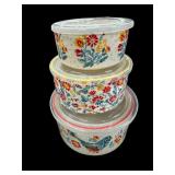 Pioneer Woman 3 pc Lidded Storage Bowls