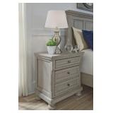 Lettner Light Gray Three-Drawer Nightstand