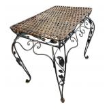 Wrought Iron & Rattan Table