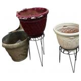 (3) Planters & 2 Stands