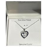 Silver Plated Genuine Crystal Heart Necklace