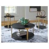 Shylore Black & Brass 3-PC Coffee & End Table Set