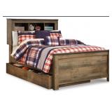 Full Trinell Rustic Bookcase Bed With Storage