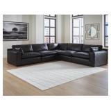 Emilia 5-Piece Black Leather Sectional