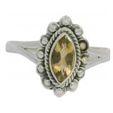 Marquise Cut Genuine Golden Citrine Ring