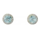 Round 1.50 ct Natural Blue Topaz Stud Earrings