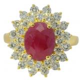 Oval 3.47 ct Natural Ruby & Diamond Ring
